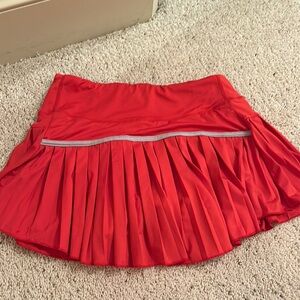 Red Pleated Women's Skirt